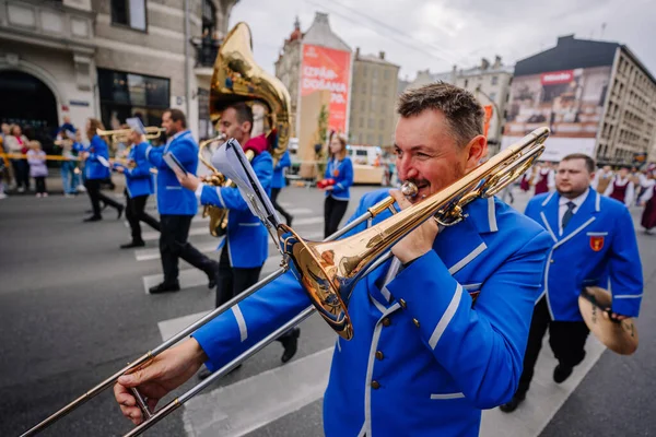 stock image  27 National Song and Dance Festival, festive opening parade in the capital city Riga