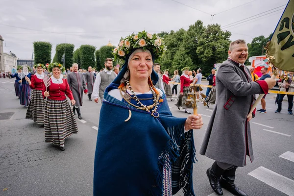Festival National Chanson Danse Défilé Ouverture Festif Dans Capitale Riga — Photo