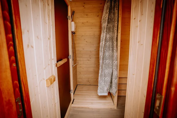 Sauna Igloo Wykonana Drewna Wystrój Wnętrz — Zdjęcie stockowe
