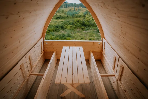 Uma Sauna Iglu Feita Madeira Design Interiores — Fotografia de Stock