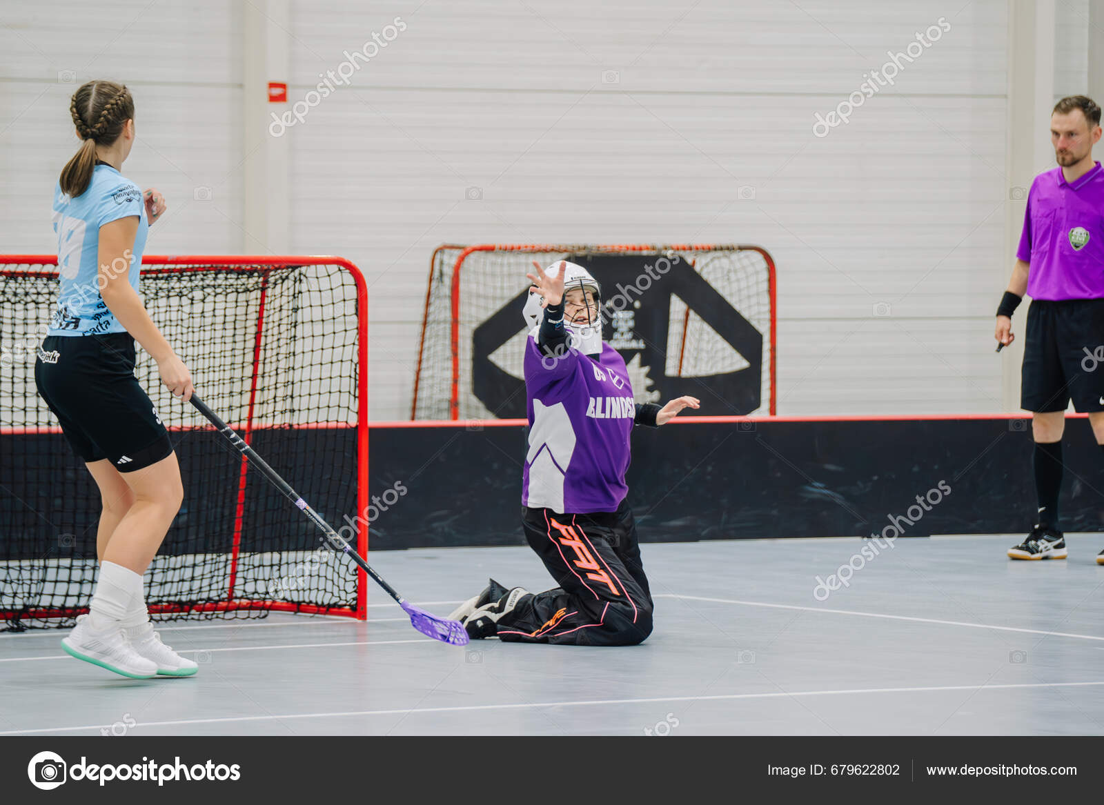 Valmiera Latvia October 2023 Two Women's Floorball Teams Playing Game
