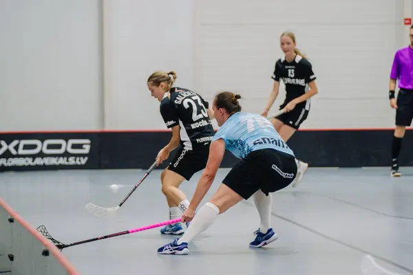 Valmiera Latvia October 2023 Two Women Floorball Teams Playing Game — Stock Photo, Image