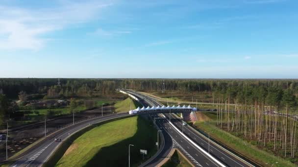 Overpass Automobilistico Supporti Calcestruzzo Nuove Infrastrutture Stradali Prevenire Gli Ingorghi — Video Stock