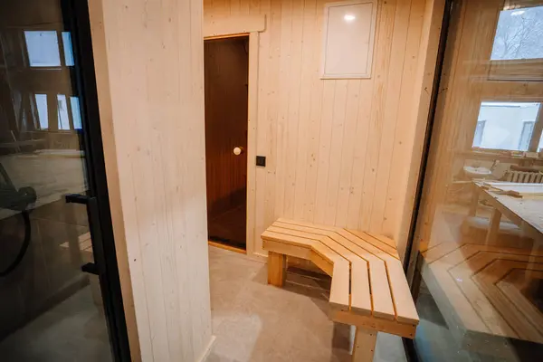 Sauna vestibule for a wooden house