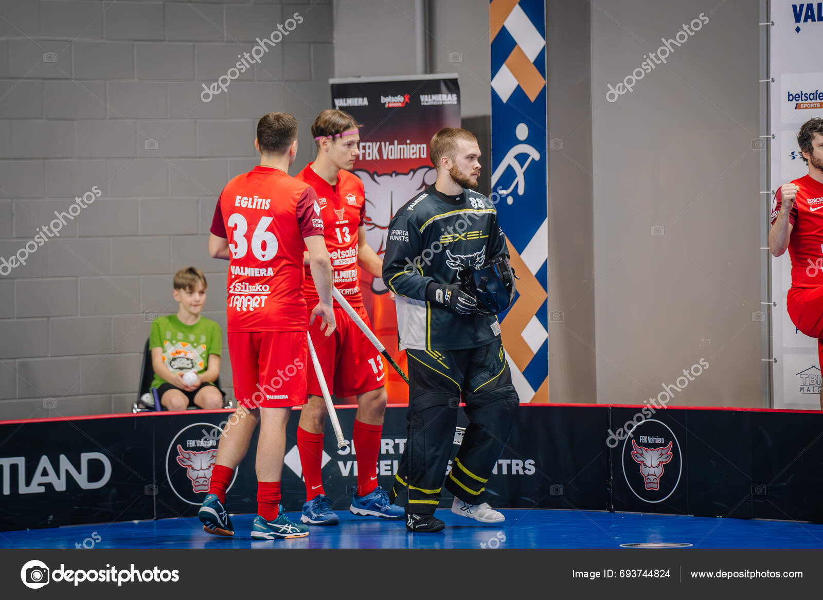 Valmiera Latvia December 2023 Two Men's Floorball Teams Playing Game