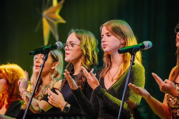 Valmiera Latvia December 2023 Group Female Singers Performing Stage Focused — Stock Photo, Image