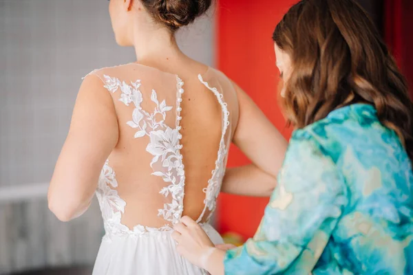Валмиера Латвия Июля 2023 Года Невеста Свадебном Платье Интригующие Кружева — стоковое фото