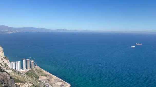 Vista Aérea Navios Mar Largo Costa Gibraltar — Vídeo de Stock