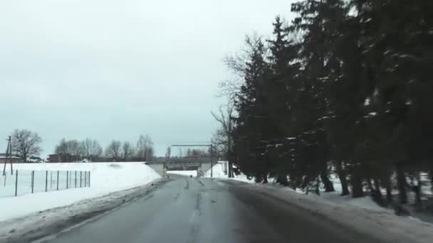 Sigulda Lettonie Février 2024 Passage Supérieur Chemin Fer Hiver Avec — Video