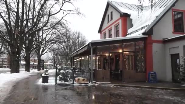 Sigulda Letonya Şubat 2024 Rahat Bir Kafe Açık Havada Bir — Stok video