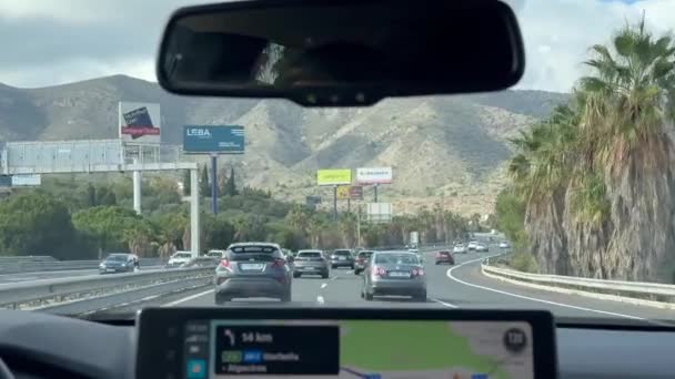 Sotogrande Spagna Gennaio 2024 Autostrada Con Più Corsie Traffico Auto — Video Stock