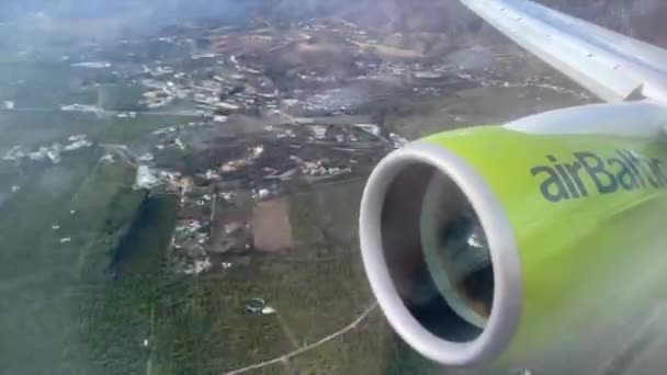Sotogrande Spain January 2024 Aerial View Airplane Green Engine Cover — Stock Video