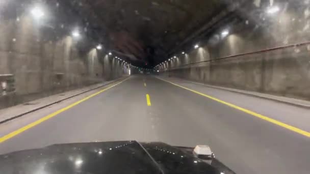 Sotogrande Spain January 2024 Trip Tunnel Car Approaching Dual Tunnel — Stock Video