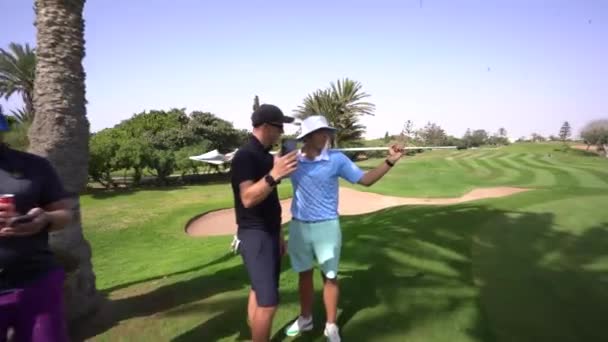 Agadir Morocco February 2024 Two Men Taking Selfie Golf Course — Stock Video