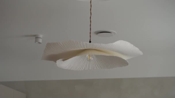 Una Lámpara Techo Blanca Texturizada Con Diseño Orgánico Similar Una — Vídeo de stock