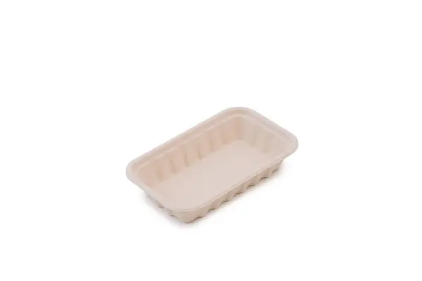 Single Rectangular Cardboard Food Tray Open Top White Background — Stock Photo, Image