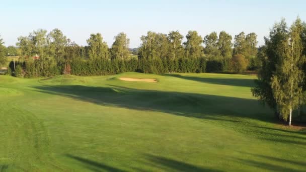 Valmiera Letonia Agosto 2023 Verde Golf Con Bunker Rodeado Árboles — Vídeos de Stock