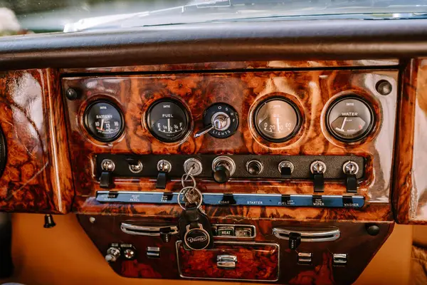 Valmiera Latvia August 2023 Detailed View Classic Car Dashboard Various — Stock Photo, Image