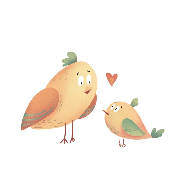 Celebration of Mother day design. Two birds. Greeting card of love, motherhood concept.