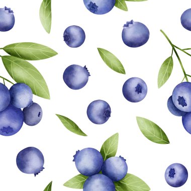 Parmak izi ve kumaş için yaban mersinli, pürüzsüz desen. Dijital suluboya tasarımı