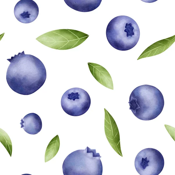 Leichtes Nahtloses Muster Mit Blaubeeren Für Druck Stoff Digitales Aquarelldesign — Stockfoto