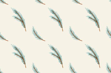 Bej, baskı, kumaş ve ambalaj kağıdında Noel ağacı olan dijital suluboya. Minimalizm tarzı