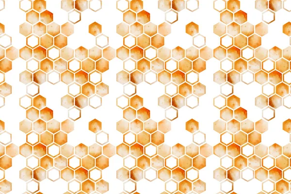 Nahtloses Muster Mit Gelben Und Orangefarbenen Waben Für Etikett Vorlage — Stockfoto