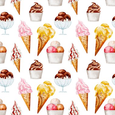 Tatlı ve lezzetli bir yaz tatlı tasarımı sunan vişne soslu, kusursuz suluboya dondurma kalıpları..