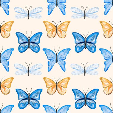 Geçmişe dönük sanatsal kelebek çizimi, parlak renklerle kusursuz desen ve doğadan esinlenilmiş yüzey tasarımı için çiçek elementleri.