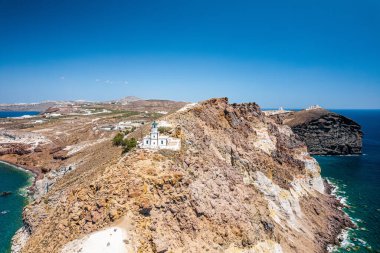 Yunanistan 'ın Santorini kentindeki Akrotiri Deniz Feneri