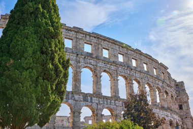 City of Pula in Croatia on background