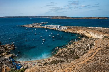 Island of Comino in Malta on background