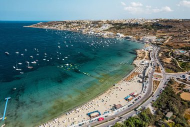 Bay of Melliea in Malta on background