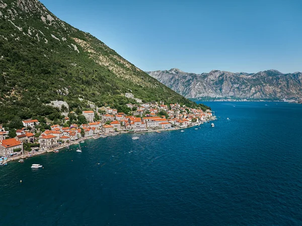 Cidade Perast Montenegro Segundo Plano — Fotografia de Stock