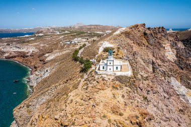 Yunanistan 'ın Santorini kentindeki Akrotiri Deniz Feneri