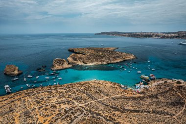 Island of Comino in Malta on background