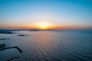 Yunanistan 'ın Girit kentinin gün batımı görünümü