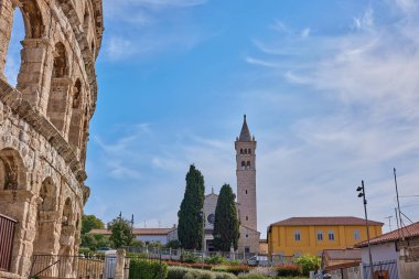 City of Pula in Croatia on background