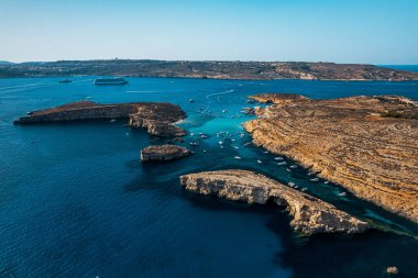 Island of Comino in Malta on background