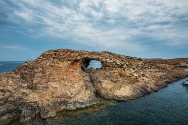 Island of Comino in Malta on background