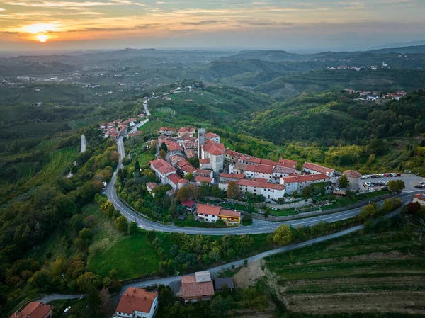 Zachód Słońca Nad Smartno Słowenii — Zdjęcie stockowe