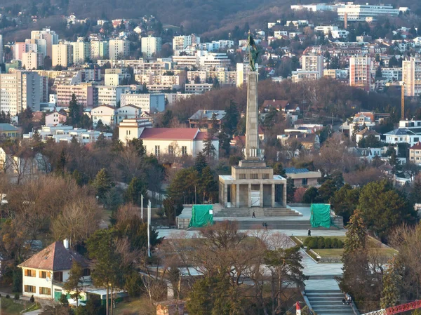Vista Aérea Del Monumento Conmemorativo Slavin Del Cementerio Militar Durante — Foto de Stock