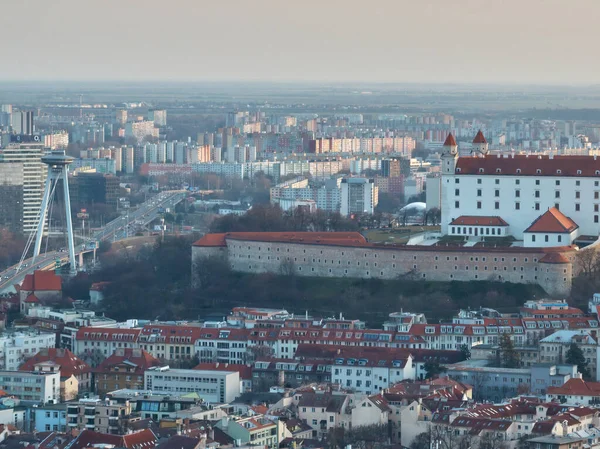 Vista Aérea Del Dron Del Castillo Slavin Bratislava Eslovaquia —  Fotos de Stock