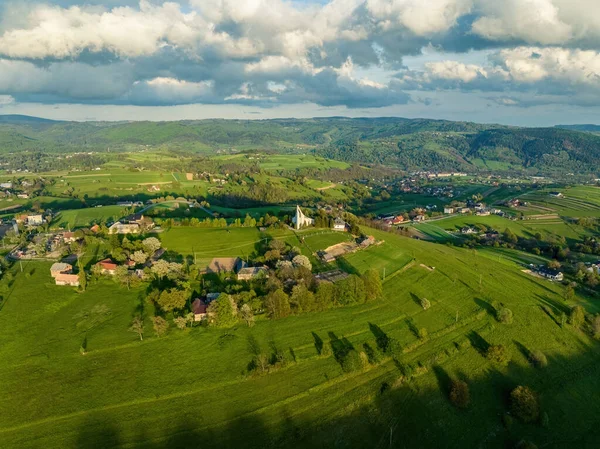 Aerial Drone View Scenic Town Hrinova Slovakia — Stock Photo, Image
