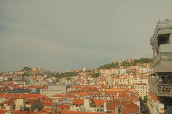 Вид Исторические Достопримечательности Лиссабона Воздушной Точки Зрения — стоковое фото