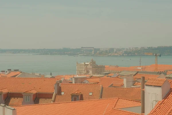 Vue Panoramique Des Monuments Historiques Lisbonne Point Vue Aérien — Photo