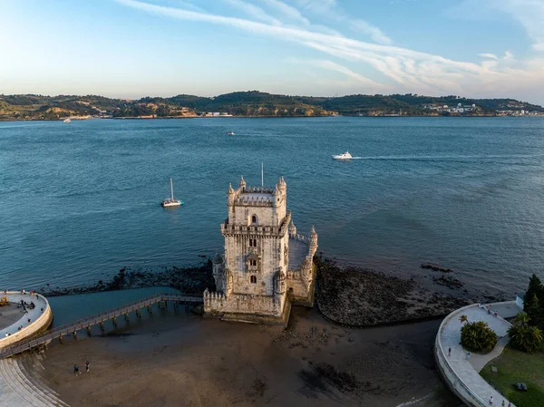 Lizbon Portekiz Haziran 2023 Lizbon Portekiz Gün Batımında Belem Kulesi — Stok fotoğraf