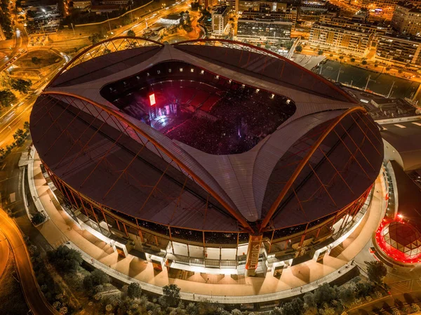 葡萄牙 利萨邦 2023年6月26日 在体育场的音乐会上 令人难以置信的无人驾驶飞机镜头吸引了大量的拉姆施泰因粉丝 — 图库照片