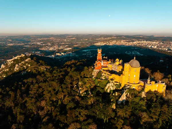 Veduta Aerea Drone Del Parco Palazzo Nazionale Pena Sintra Portogallo — Foto Stock