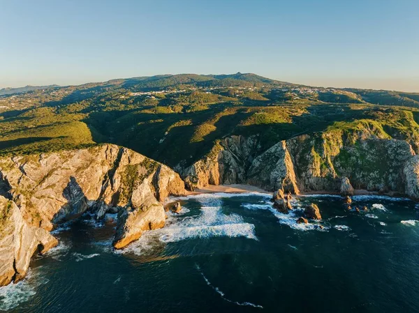 Αεροφωτογραφία Drone Της Praia Ursa Στην Πορτογαλία Royalty Free Φωτογραφίες Αρχείου